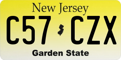 NJ license plate C57CZX