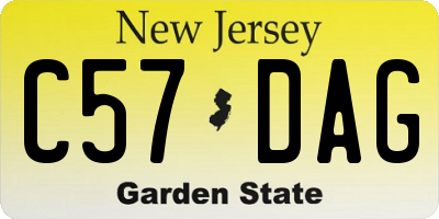 NJ license plate C57DAG