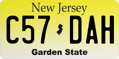 NJ license plate C57DAH