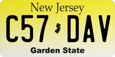 NJ license plate C57DAV