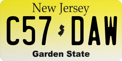 NJ license plate C57DAW