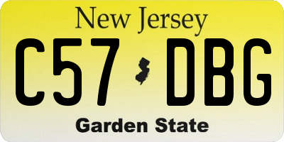 NJ license plate C57DBG