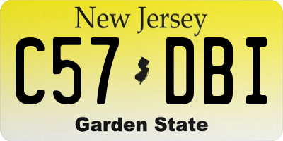 NJ license plate C57DBI