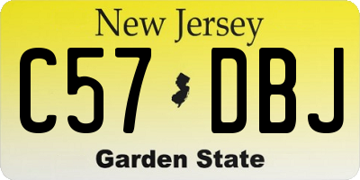 NJ license plate C57DBJ