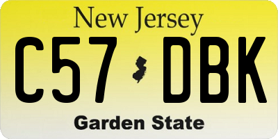 NJ license plate C57DBK