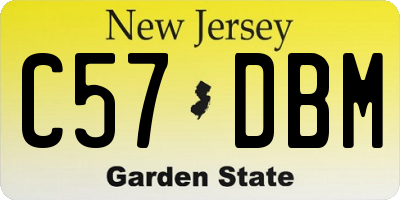 NJ license plate C57DBM