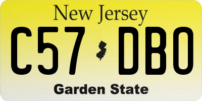 NJ license plate C57DBO