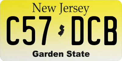 NJ license plate C57DCB