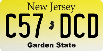 NJ license plate C57DCD