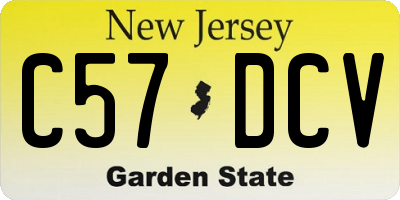 NJ license plate C57DCV