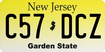 NJ license plate C57DCZ