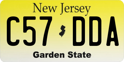 NJ license plate C57DDA