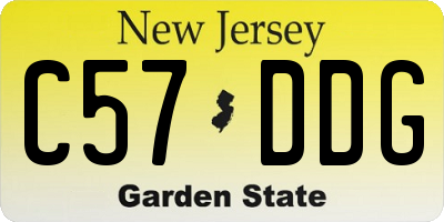 NJ license plate C57DDG