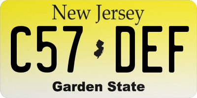 NJ license plate C57DEF