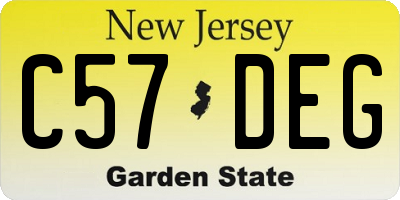 NJ license plate C57DEG