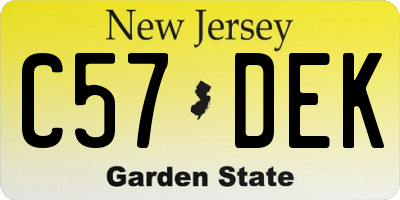 NJ license plate C57DEK