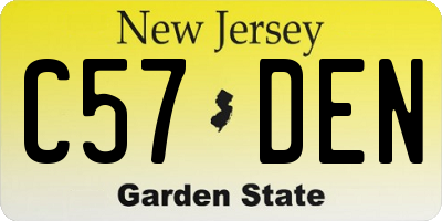 NJ license plate C57DEN
