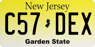 NJ license plate C57DEX