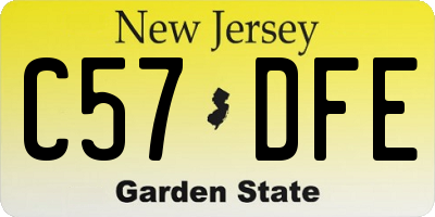 NJ license plate C57DFE
