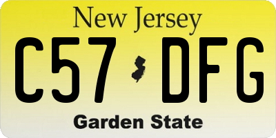 NJ license plate C57DFG