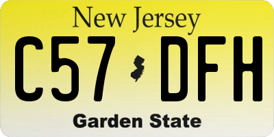 NJ license plate C57DFH