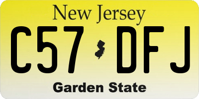 NJ license plate C57DFJ