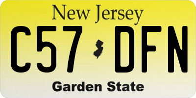 NJ license plate C57DFN