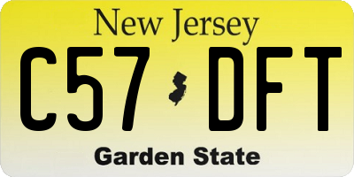 NJ license plate C57DFT