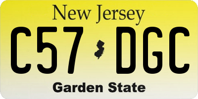 NJ license plate C57DGC