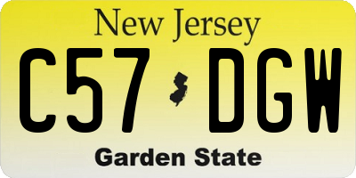 NJ license plate C57DGW