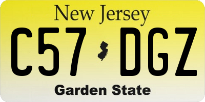 NJ license plate C57DGZ