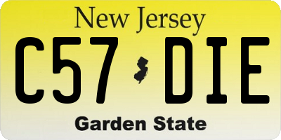 NJ license plate C57DIE
