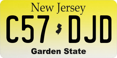 NJ license plate C57DJD