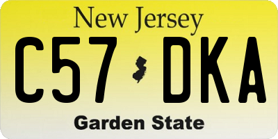 NJ license plate C57DKA