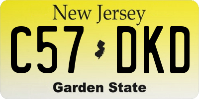 NJ license plate C57DKD