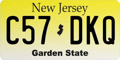 NJ license plate C57DKQ