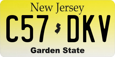 NJ license plate C57DKV