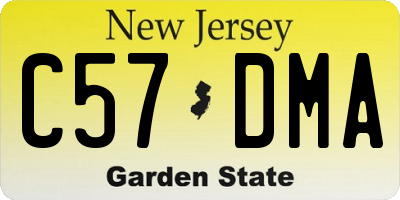 NJ license plate C57DMA