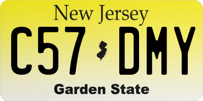 NJ license plate C57DMY