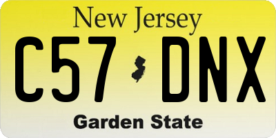 NJ license plate C57DNX