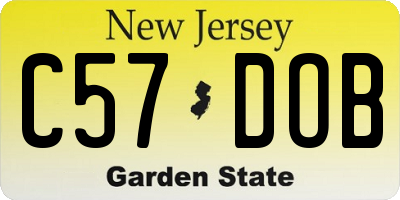 NJ license plate C57DOB