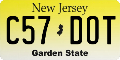NJ license plate C57DOT