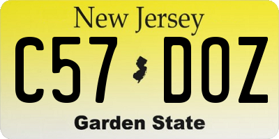 NJ license plate C57DOZ