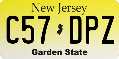 NJ license plate C57DPZ
