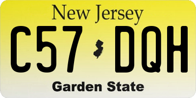 NJ license plate C57DQH