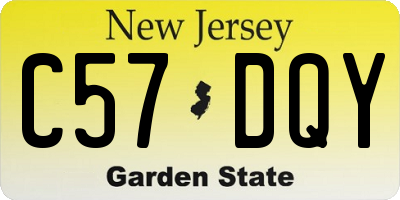 NJ license plate C57DQY