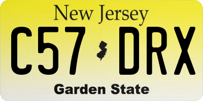NJ license plate C57DRX