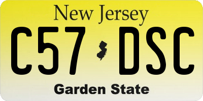 NJ license plate C57DSC
