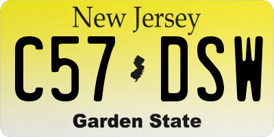 NJ license plate C57DSW
