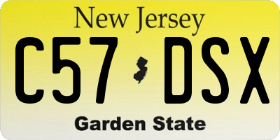 NJ license plate C57DSX